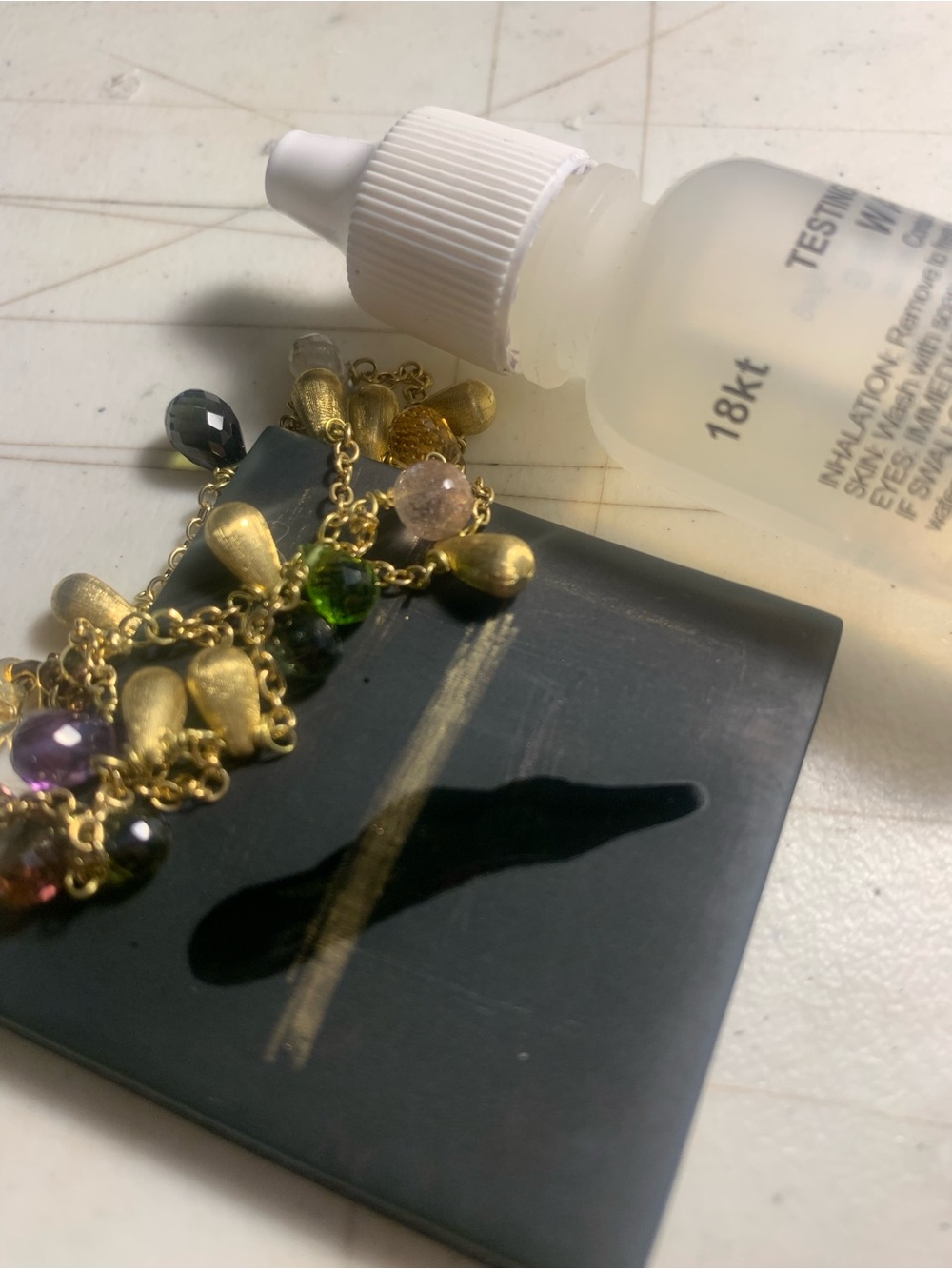 18k 750 Gold Multi Gem Teardrop Bracelet - Women Jewelry! Stunning ๐ฉท - Picture 12 of 16